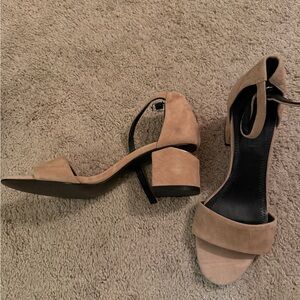 Alexander Wang Tan Suede Block Heel Sandals